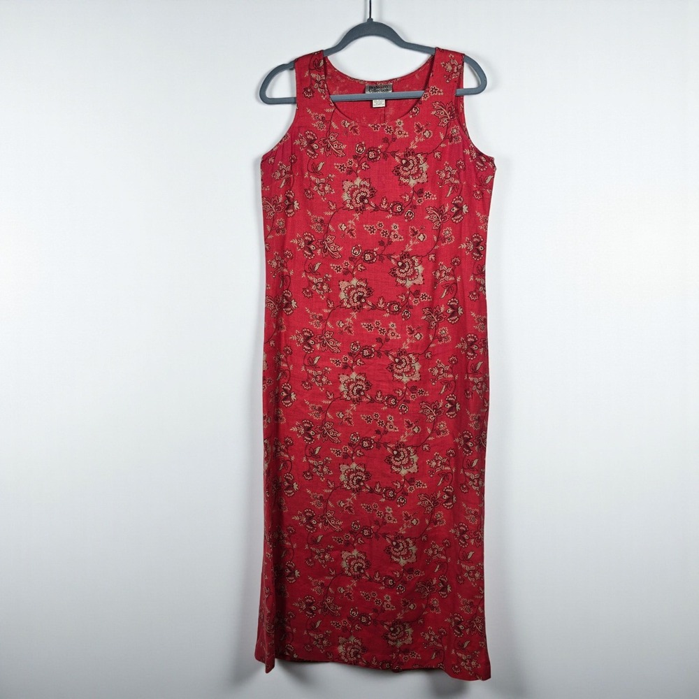 Style &‎ Co Collection Linen Dress Women 6 Red Floral Sleeveless Maxi, Bulgaria